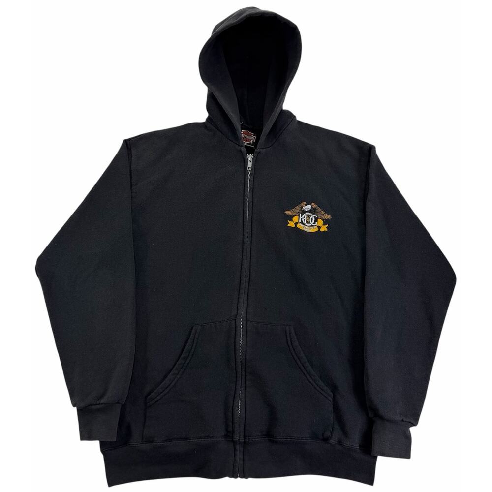 Vintage 90s Harley Davidson Full Zip Hoodie Men's Medium Wolf River Sweatshirt